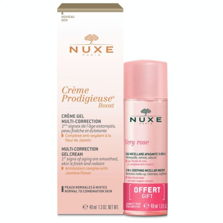 Nuxe Creme Prodigieuse Boost multikorektivna gel-krema 40ml + Very Rose micelarna voda 40ml